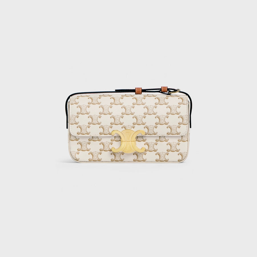 CELINE TRIOMPHE SHOULDER BAG IN TRIOMPHE CANVAS WHITE Perrine Porter
