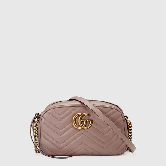 Gucci GG Marmont small matelasse shoulder bag Dusty pink Perrine Porter