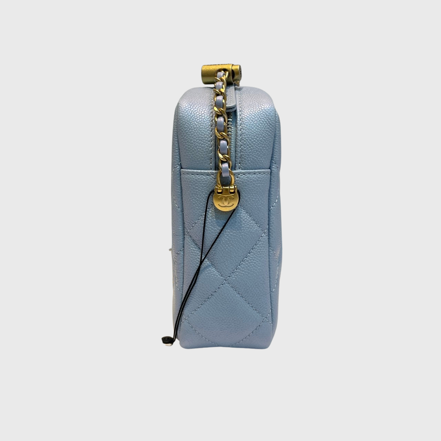 Chanel Camera Case Bag Caviar Graine Bleu GHW