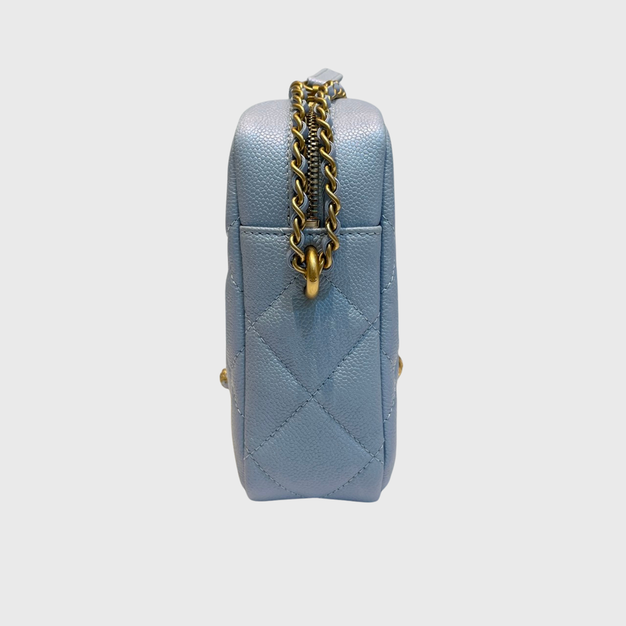 Chanel Camera Case Bag Caviar Graine Bleu GHW