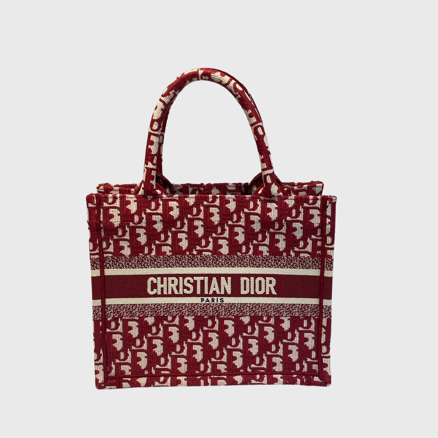 Christian Dior Book Tote Canvas Red