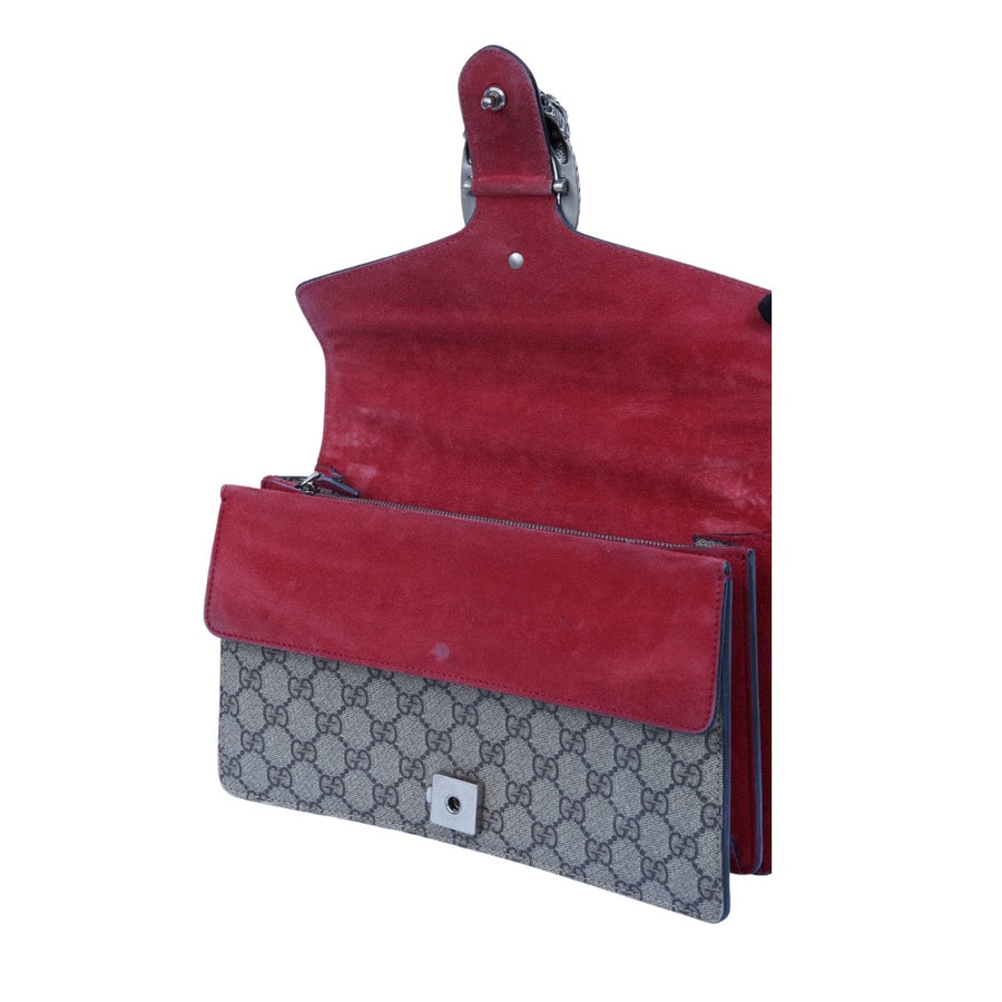 Gucci Dionysus GG Shoulder Bag Medium Canvas & Suede Red SHW