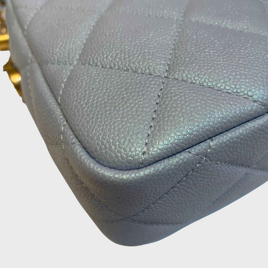 Chanel Camera Case Bag Caviar Graine Bleu GHW