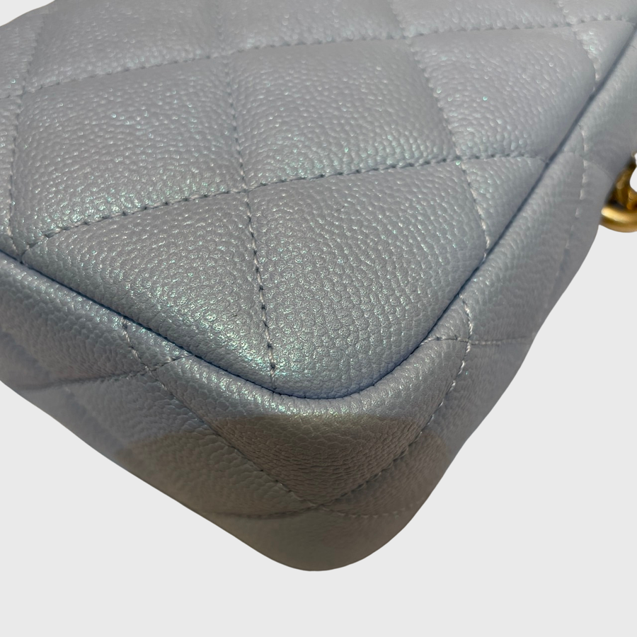 Chanel Camera Case Bag Caviar Graine Bleu GHW