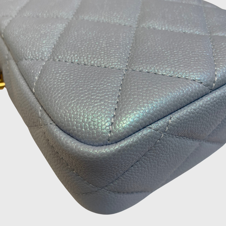 Chanel Camera Case Bag Caviar Graine Bleu GHW