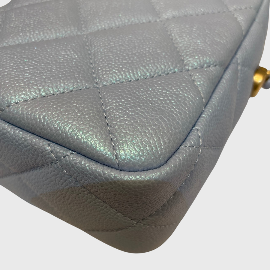 Chanel Camera Case Bag Caviar Graine Bleu GHW