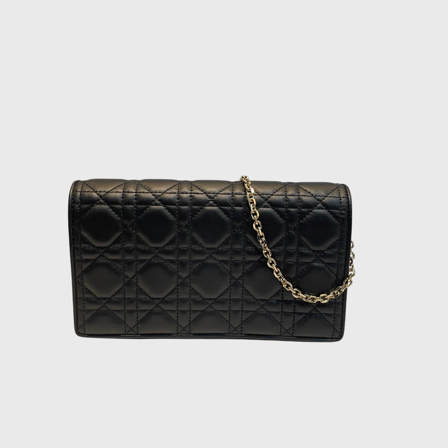 Dior Lady Dior Pouch with Chain Lambskin Black GHW