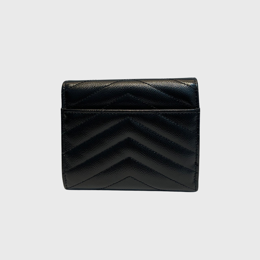 Saint Laurent CASSANDRE MATELASSÉ ZIP AROUND WALLET Calfskin Black GHW