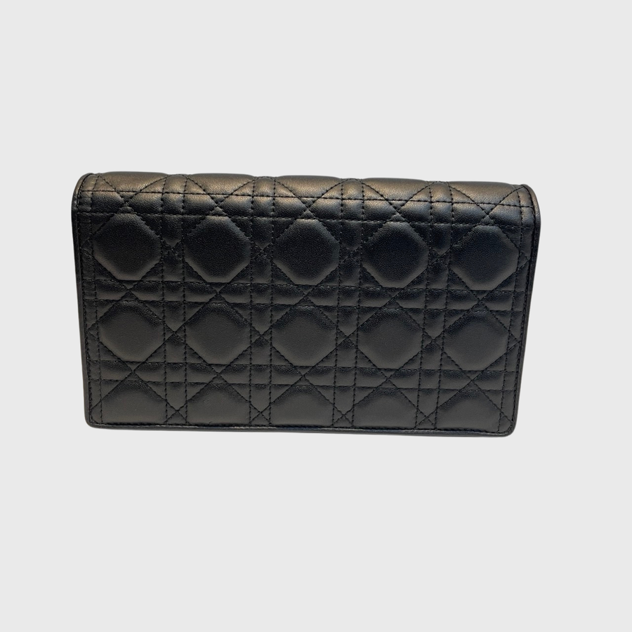 Dior Lady Dior Pouch with Chain Lambskin Black GHW