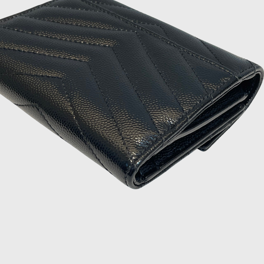 Saint Laurent CASSANDRE MATELASSÉ ZIP AROUND WALLET Calfskin Black GHW