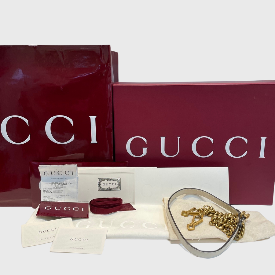 Gucci GG Marmont Top Handle Calfskin White GHW