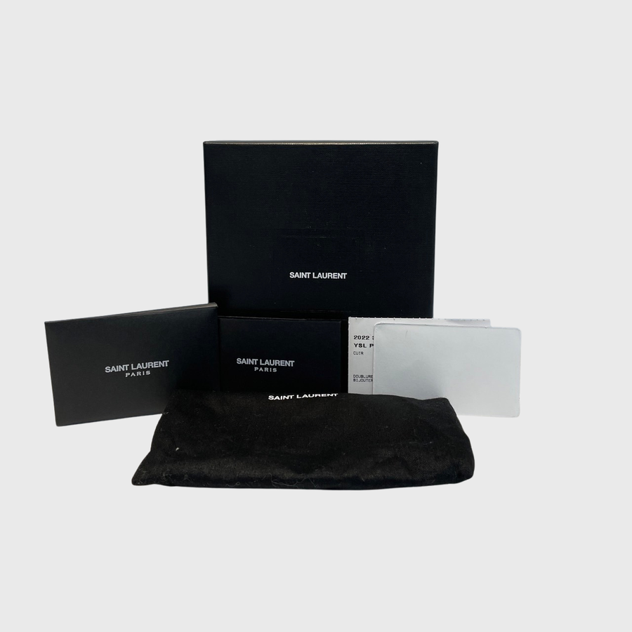 Saint Laurent CASSANDRE MATELASSÉ ZIP AROUND WALLET Calfskin Black GHW