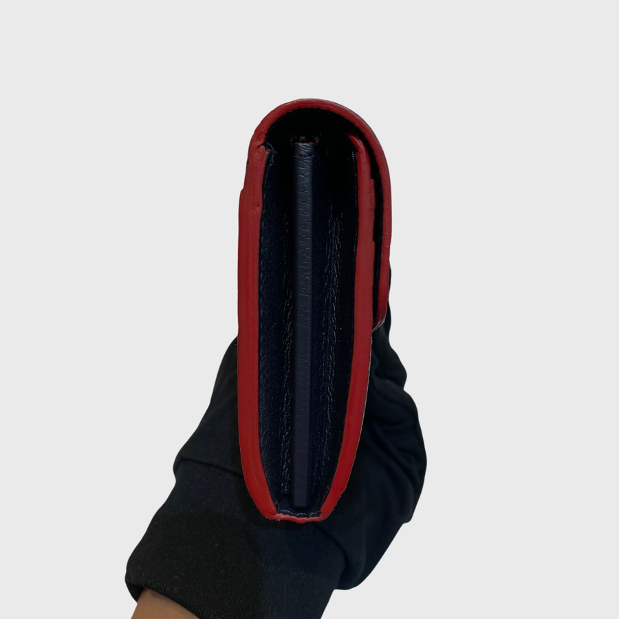 Louis Vuitton Sarah Long Wallet Leather Dark Blue GHW