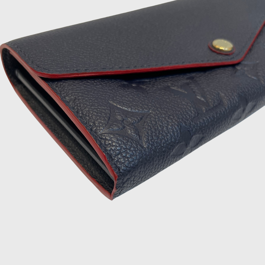 Louis Vuitton Sarah Long Wallet Leather Dark Blue GHW