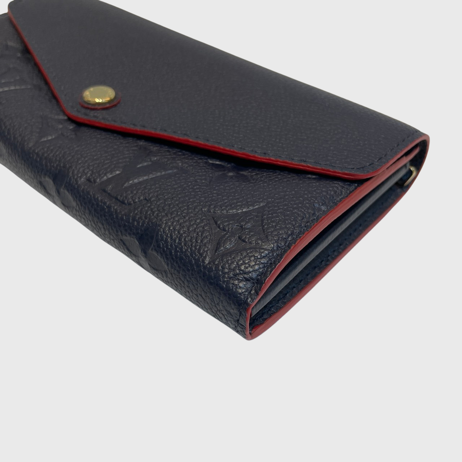 Louis Vuitton Sarah Long Wallet Leather Dark Blue GHW