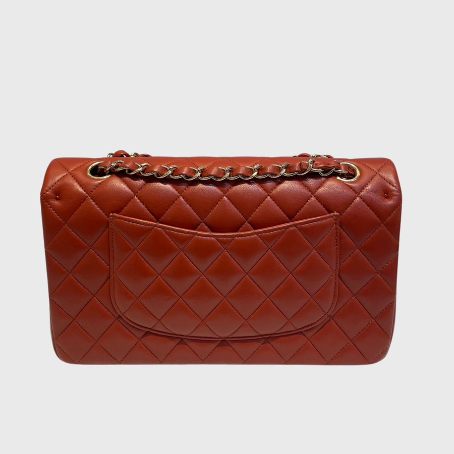 Chanel Classic 10 Lambskin Red SHW