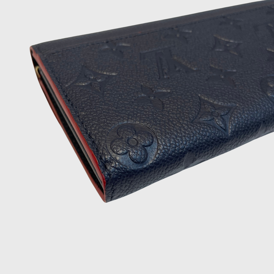 Louis Vuitton Sarah Long Wallet Leather Dark Blue GHW
