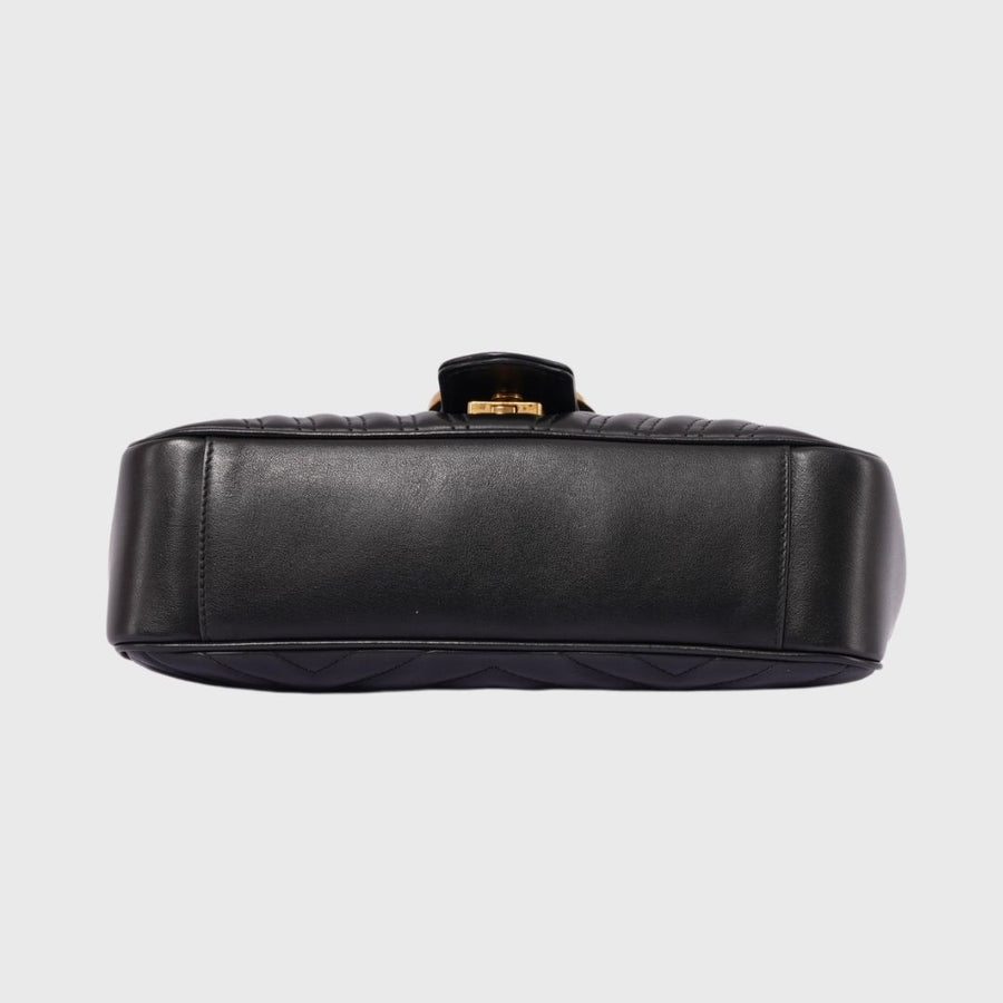 Gucci GG Marmont Shoulder Bag Small Calfskin Black GHW