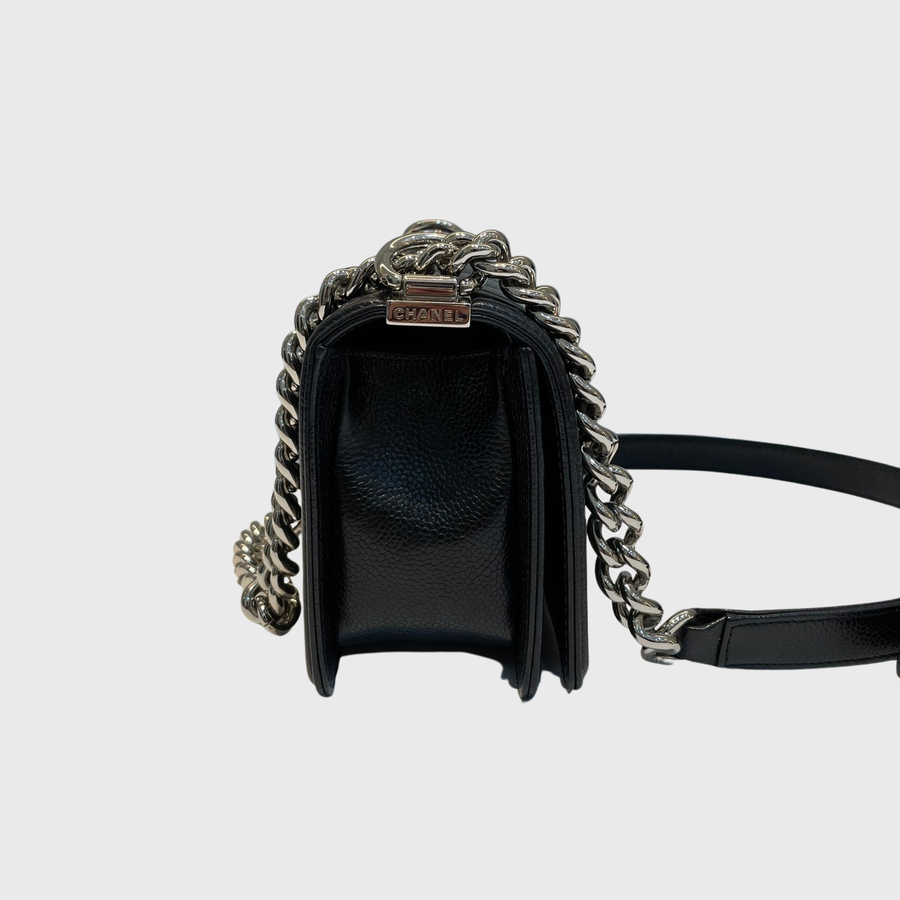 Chanel Boy Caviar  Black SHW