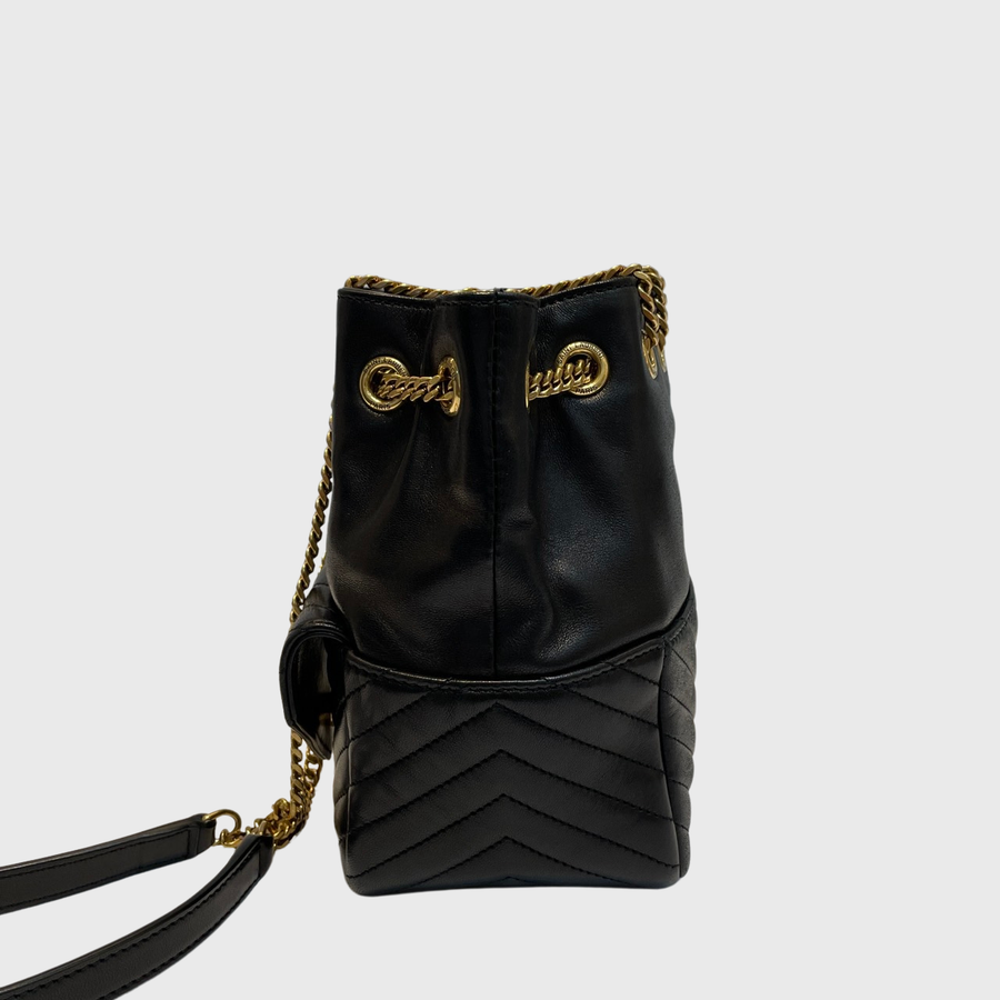 Saint Laurent Bucket Bag Lambskin Black GHW