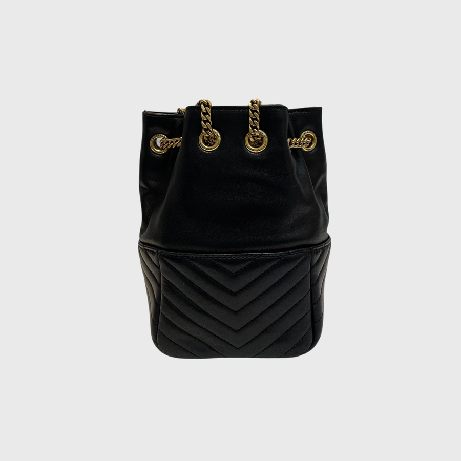 Saint Laurent Bucket Bag Lambskin Black GHW