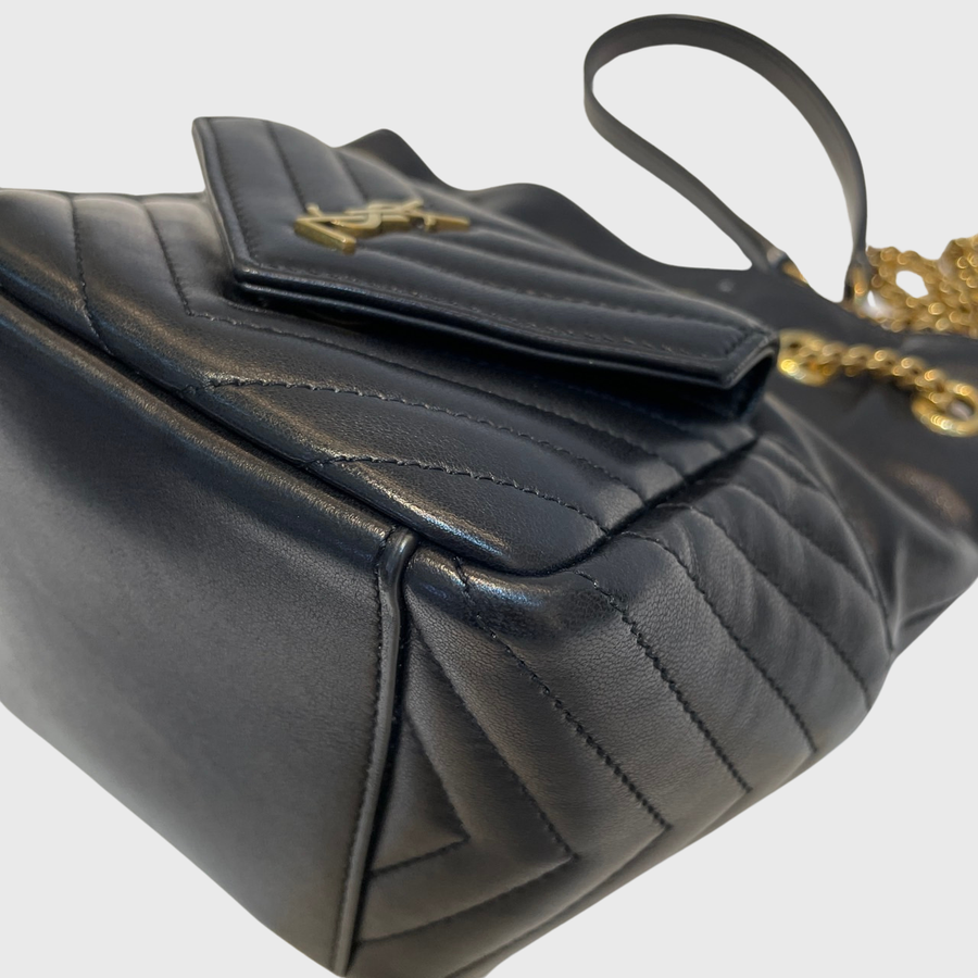 Saint Laurent Bucket Bag Lambskin Black GHW