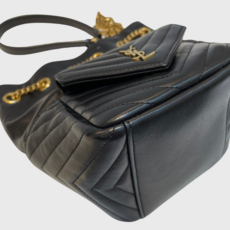 Saint Laurent Bucket Bag Lambskin Black GHW