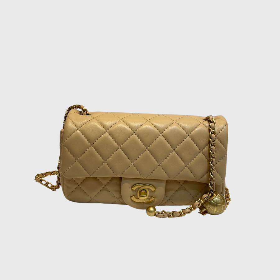 Chanel Classic Pearl Crush Lambskin Beige GHW