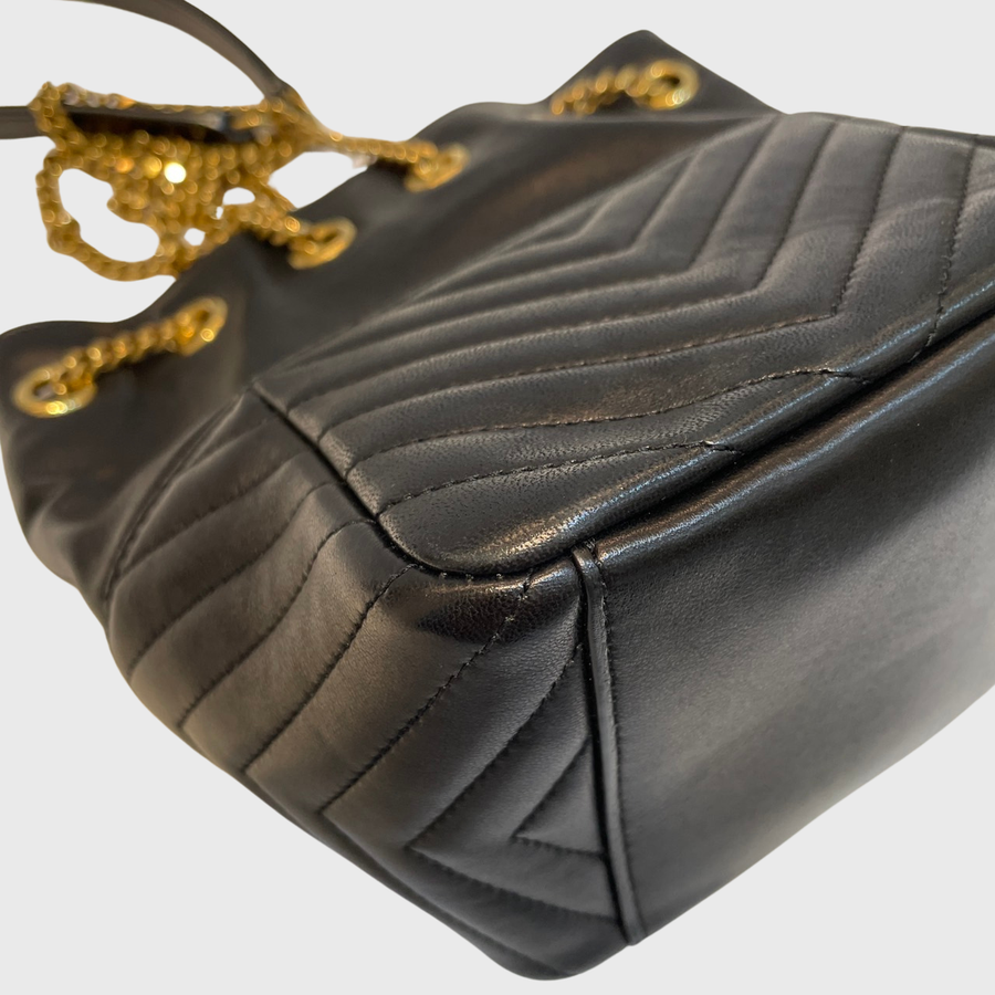 Saint Laurent Bucket Bag Lambskin Black GHW