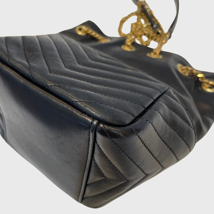 Saint Laurent Bucket Bag Lambskin Black GHW