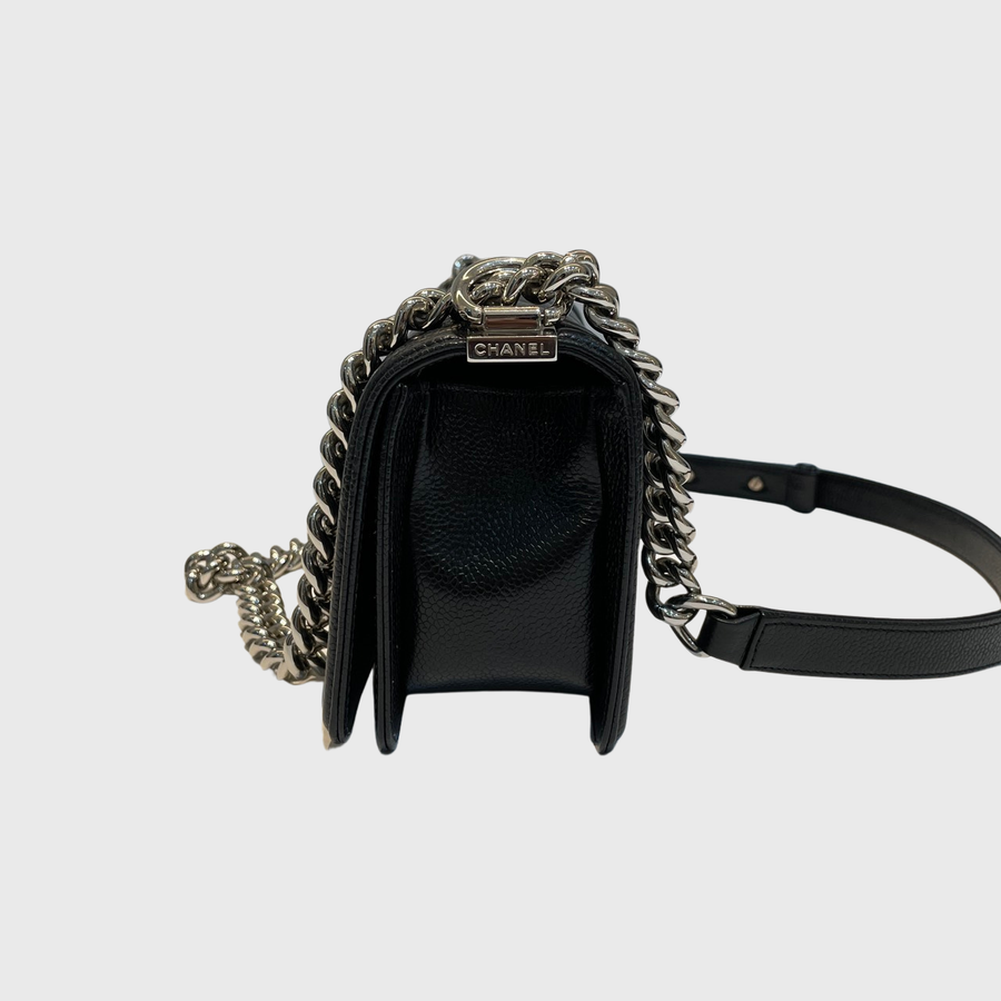 Chanel Boy Caviar  Black SHW