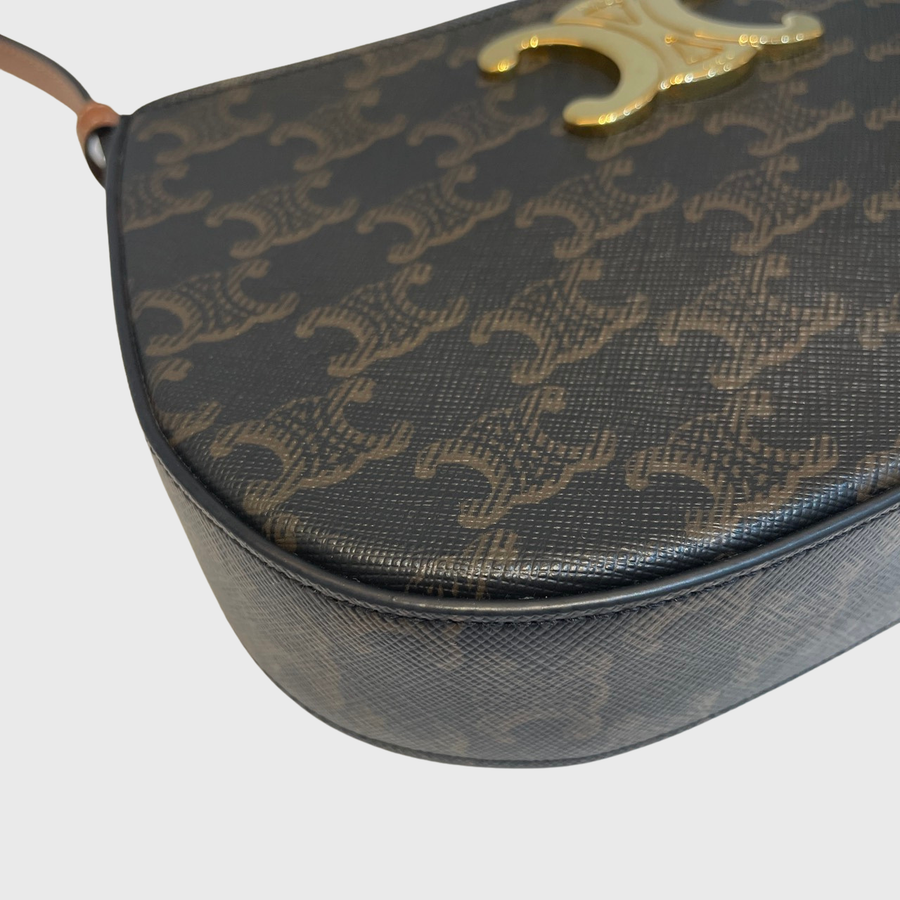 Celine Tilly Bag in Triomphe Canvas Calfskin Brown GHW