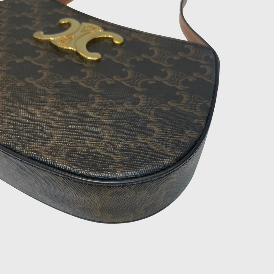 Celine Tilly Bag in Triomphe Canvas Calfskin Brown GHW