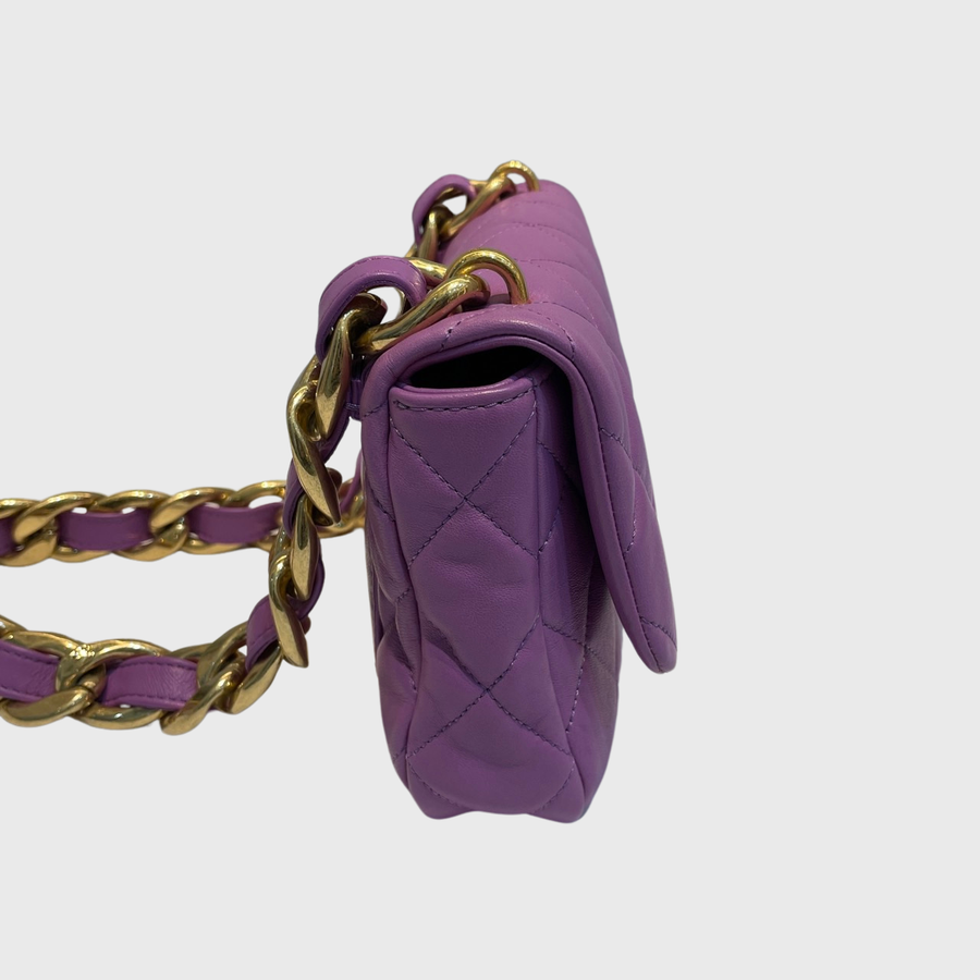 Chanel Chunky Chain CC Flap Bag Lambskin Purple GHW