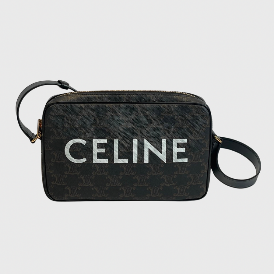 Celine Messenger Bag Medium Canvas/Calfskin Black GHW