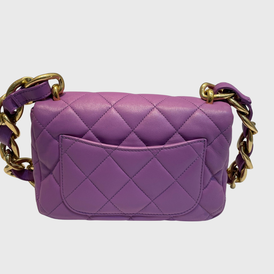 Chanel Chunky Chain CC Flap Bag Lambskin Purple GHW