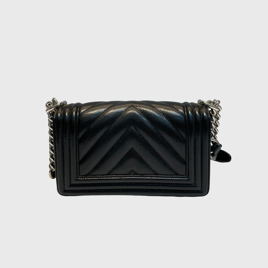 Chanel Boy Caviar  Black SHW
