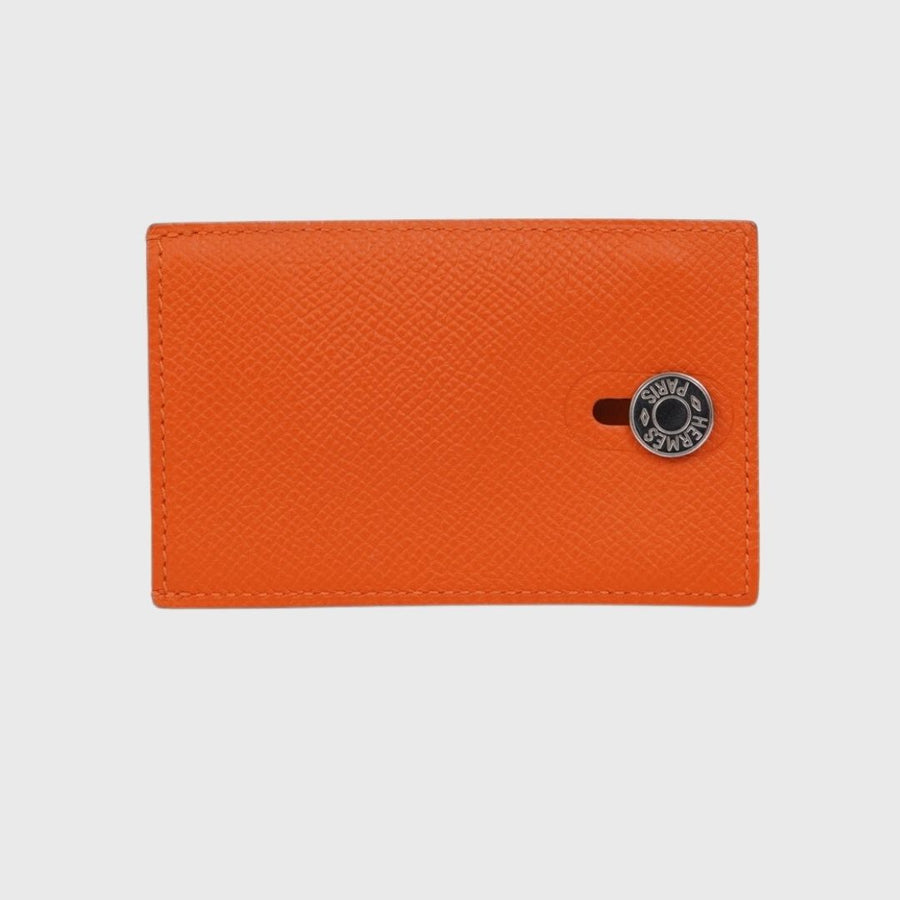Herme Diabolo Card Holder Small Epsom Orange PHW