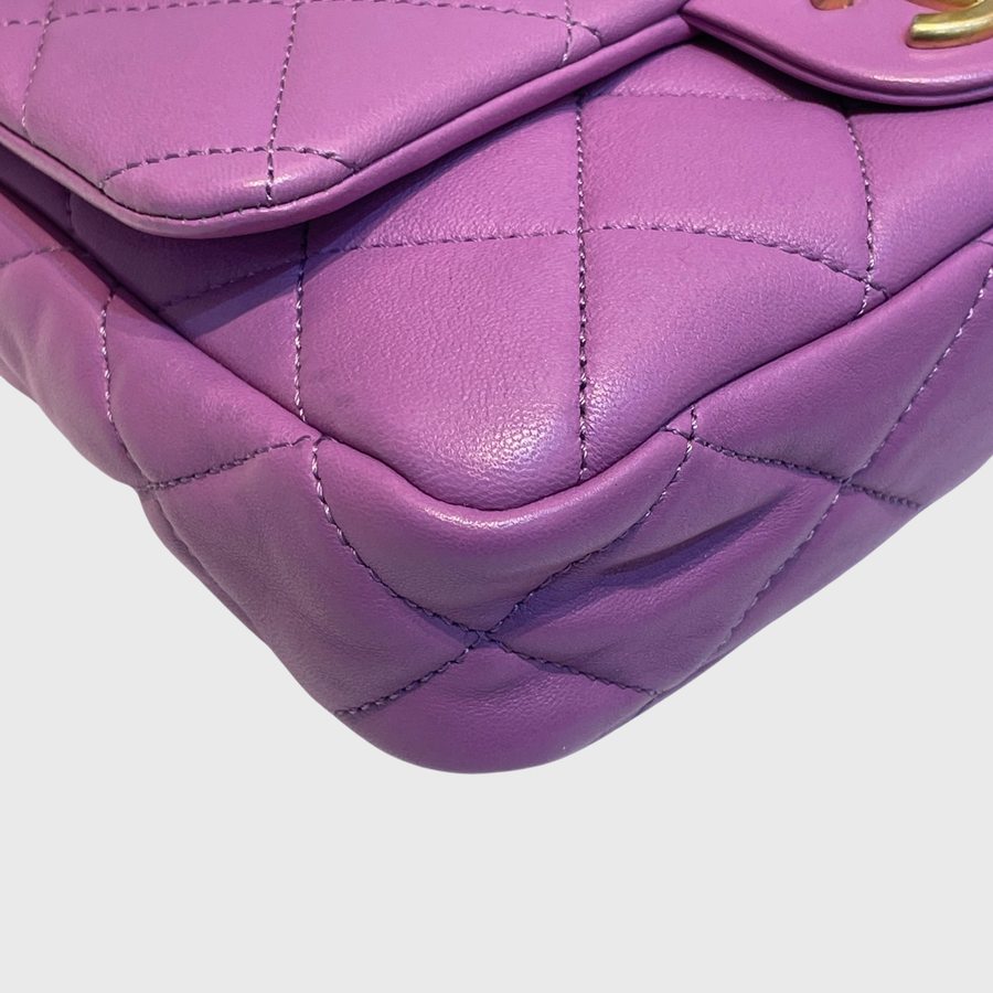 Chanel Chunky Chain CC Flap Bag Lambskin Purple GHW