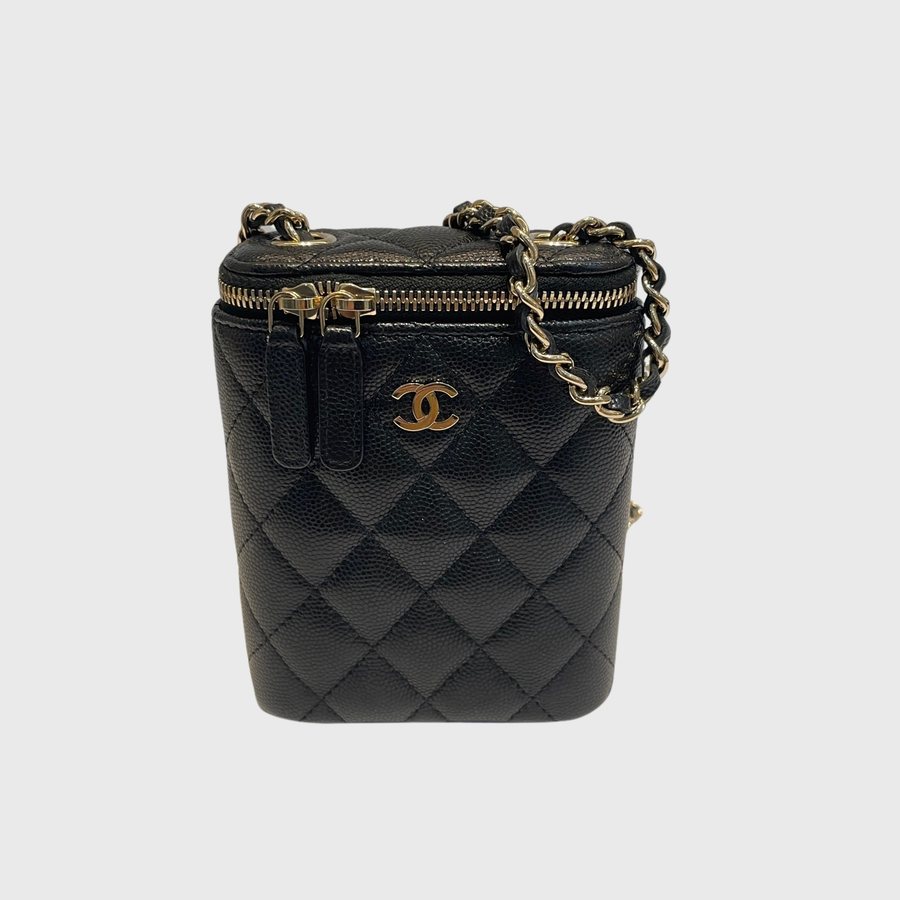 Chanel CC Vanity Case Bag Caviar Black GHW – Perrine Porter