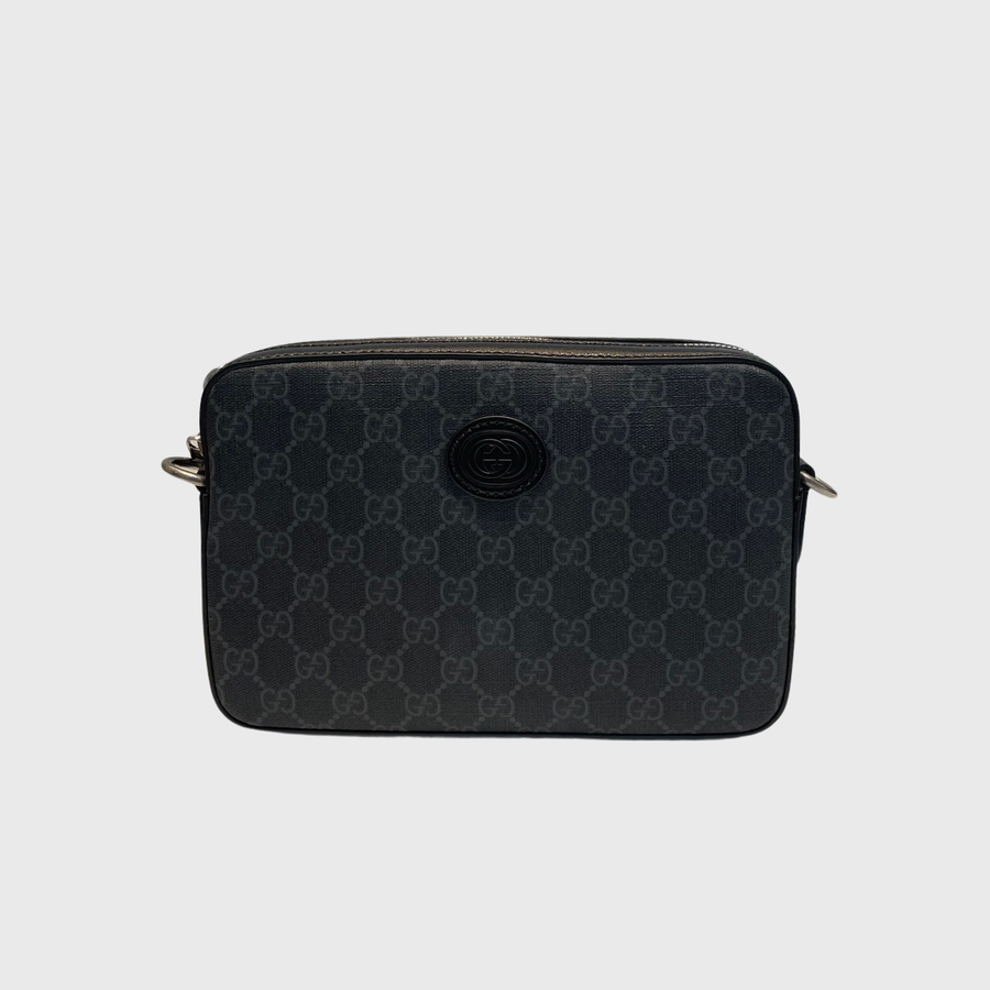 Gucci Shoulder Bag With Interlocking G Spreme Canvas Black GHW