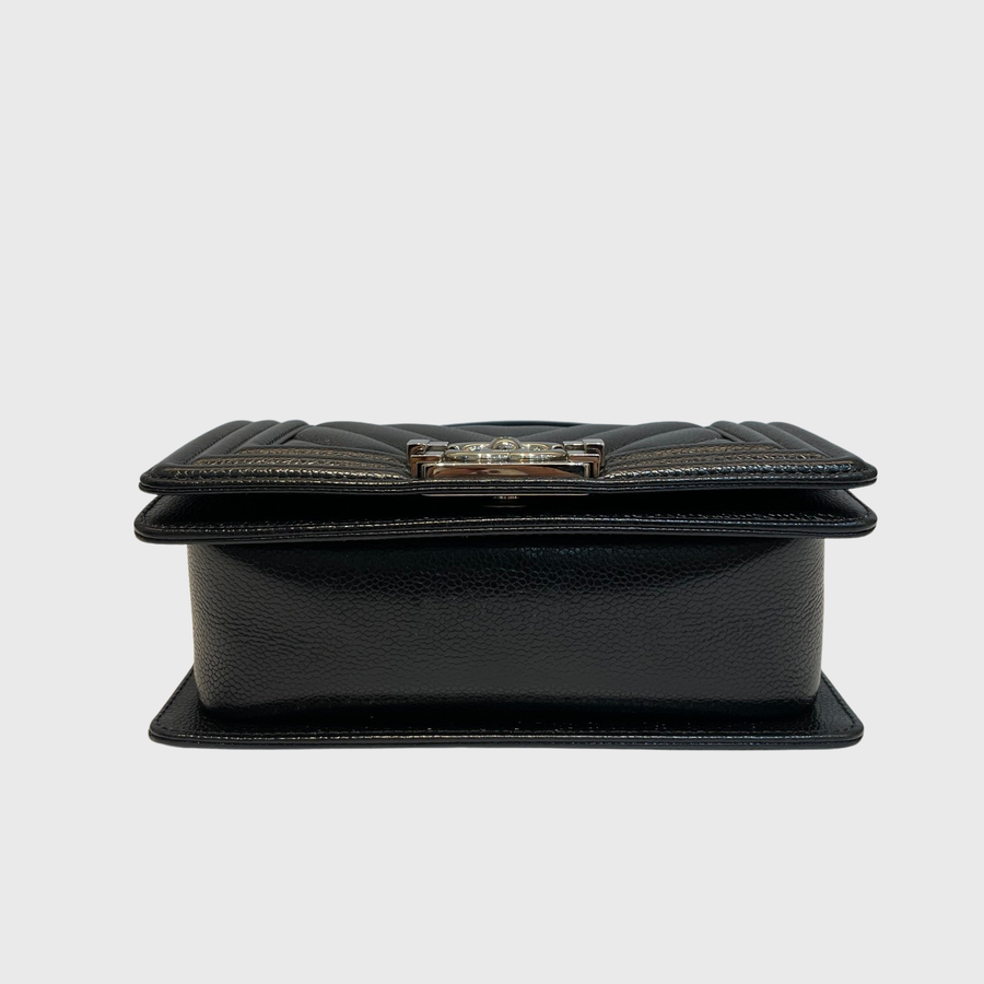 Chanel Boy Caviar  Black SHW