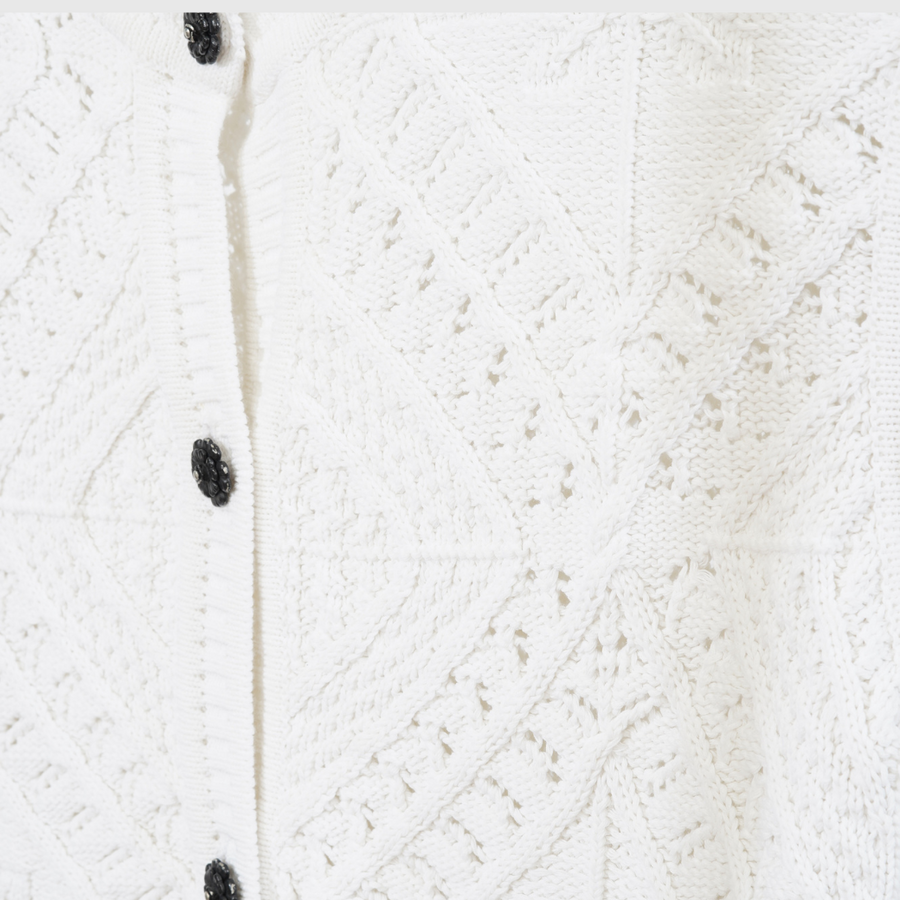 Chanel Cotton-Knit White Cardigan