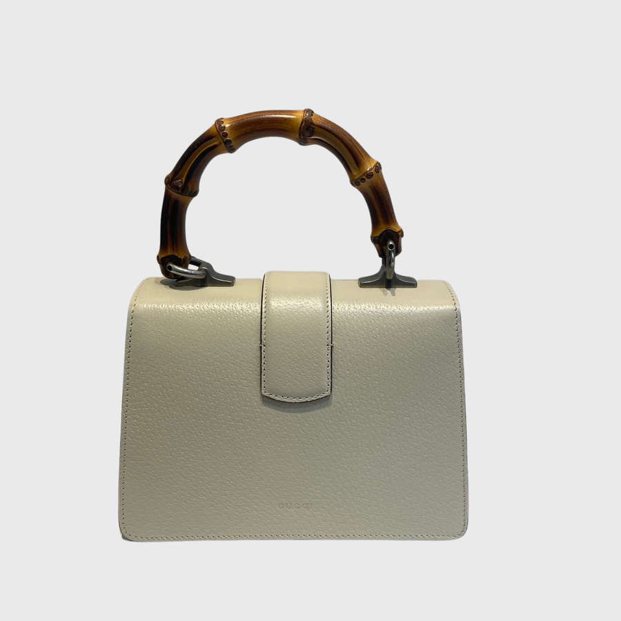 Gucci Dionysus Bamboo Top Handle Bag Calfskin White GHW