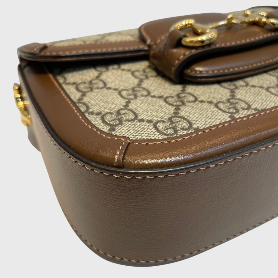 Gucci Gucci Horsebit 1955 Mini Bag Canvas Brown GHW
