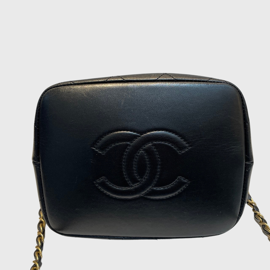 Chanel CC Drawstring Backpack Lambskin Black GHW