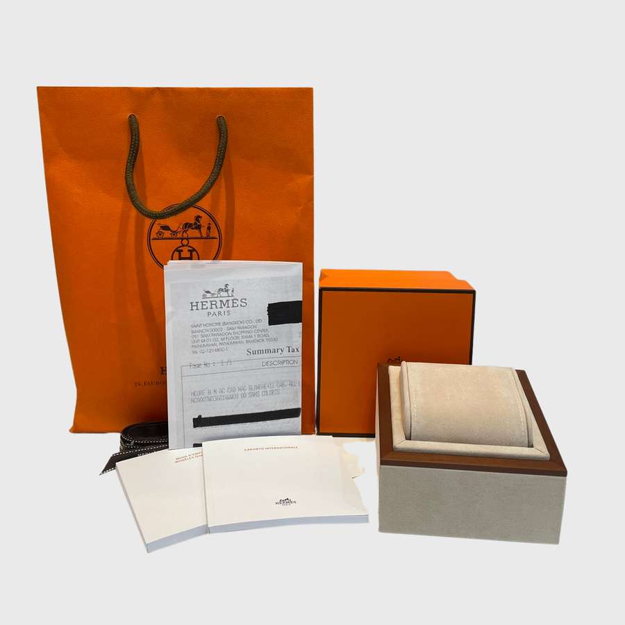 Hermes Heure H Watch Croc Embrossed Noir SHW