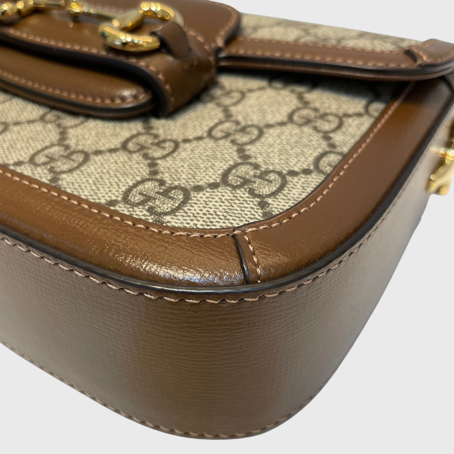 Gucci Gucci Horsebit 1955 Mini Bag Canvas Brown GHW