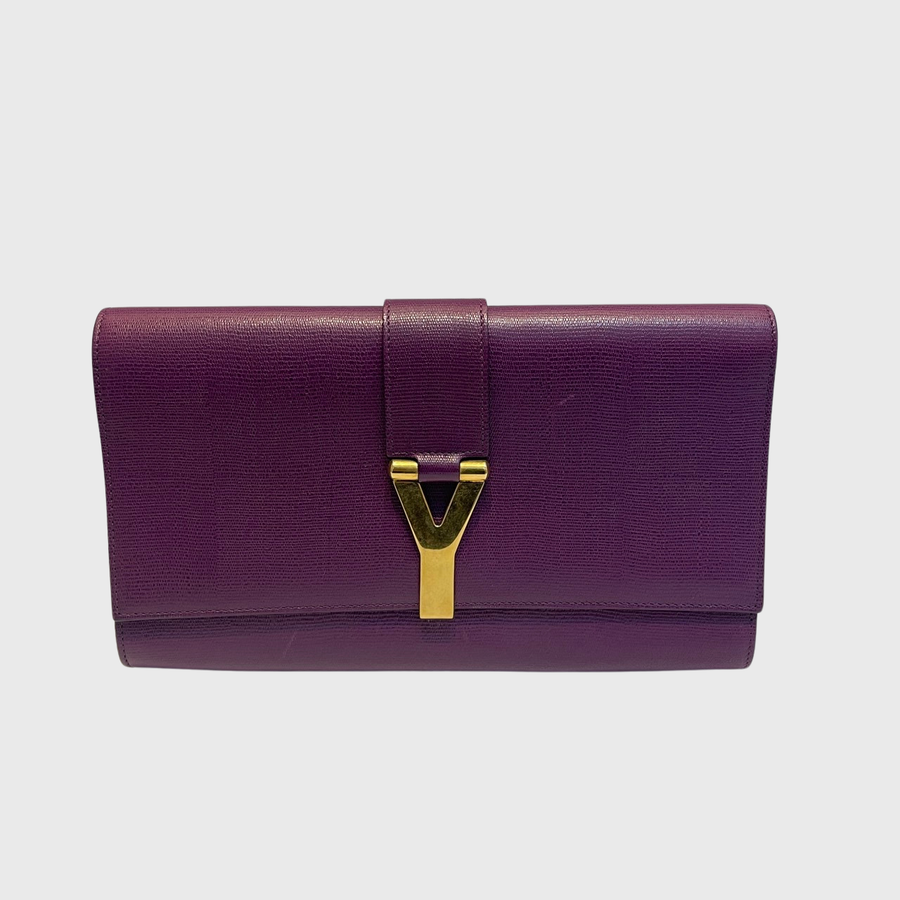 Saint Laurent Clutch Calfskin Purple GHW