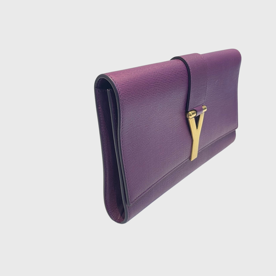 Saint Laurent Clutch Calfskin Purple GHW